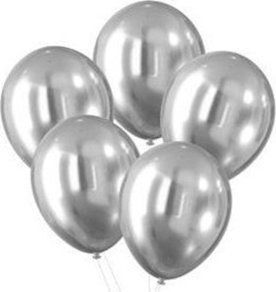 Изображение Balony z efektem chromu srebrne 30cm 5szt