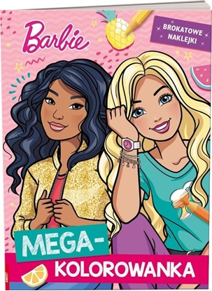 Attēls no Barbie. Megakolorowanka. Brokatowe naklejki