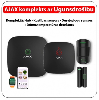 Picture of Bezvadu GSM / Ethernet apsardzes signalizācijas komplekts ar UGUNSDROŠĪBU :: Melns AJAX