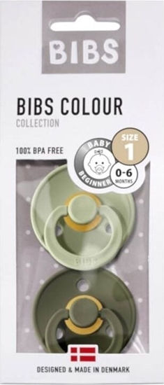 Picture of Bibs Smoczek uspokajajcy kauczyk Hevea Sage Green Hunter S 2-pack Bibs