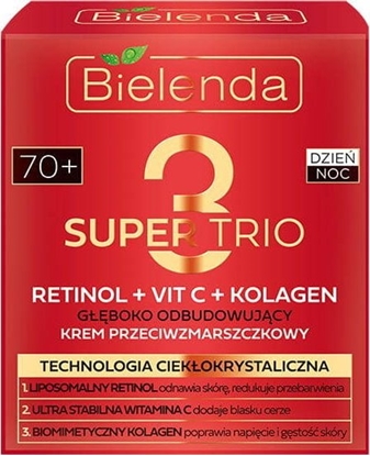 Attēls no Bielenda Super Trio 70+ Gboko odbudowujcy krem przeciwzmarszczkowy na dzie i noc 50ml