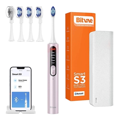 Attēls no Bitvae S3 Sonic Pink Toothbrush with a set of tips