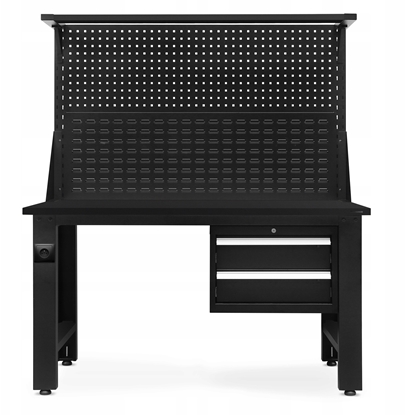 Attēls no Biurko warsztatowe LOGAN, 1500 x 1700 x 750 mm, All Black: czarne