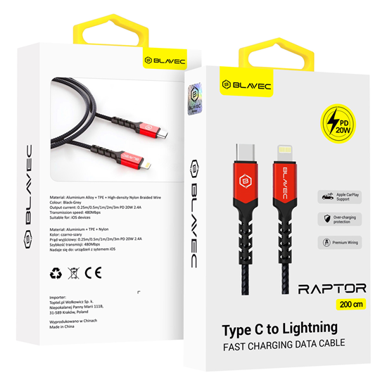 Picture of Blavec Cable Raptor braided - Type C to Lightning 