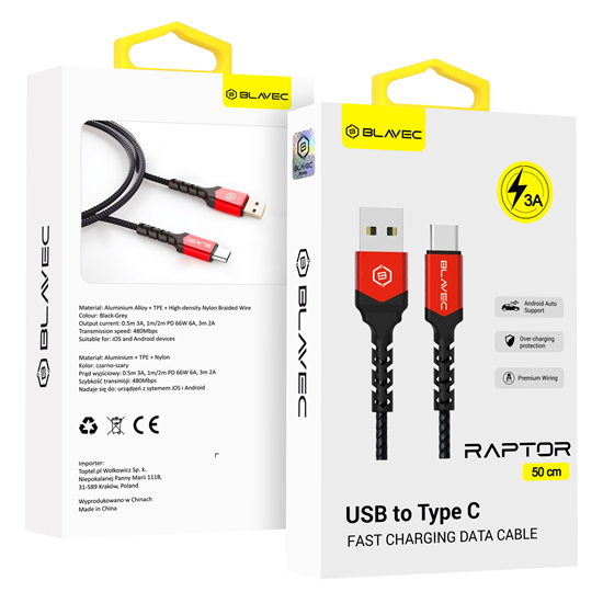 Picture of Blavec Cable Raptor braided - USB to Type C - 3A 0