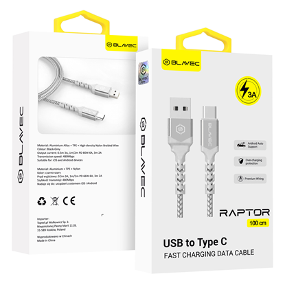 Picture of Blavec Cable Raptor braided - USB to Type C - 3A 1