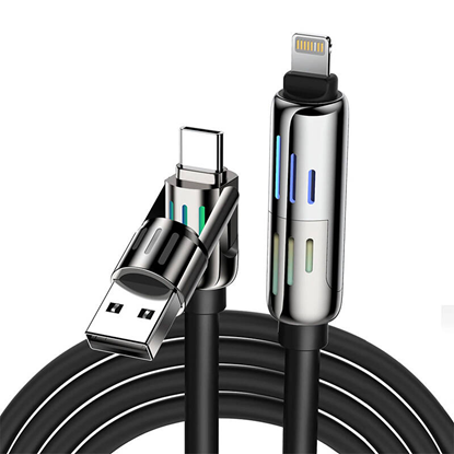 Picture of BlitzWolf 4-in-1 USB-C/USB-A to USB-C/Lightning cable Blitzwolf BW-HDC6 1.2m 240W RGB (black)