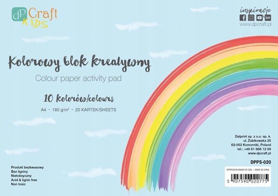 Picture of Blok kolorowy A4 20ark 180g 10 kolorów