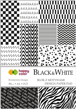 Picture of Blok z motywami Black&White A4/15K HAPPY COLOR