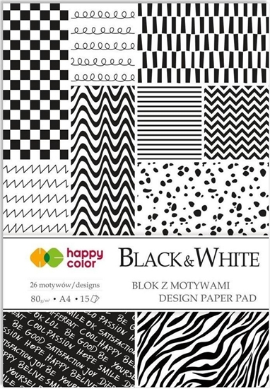 Picture of Blok z motywami Black&White A4/15K HAPPY COLOR