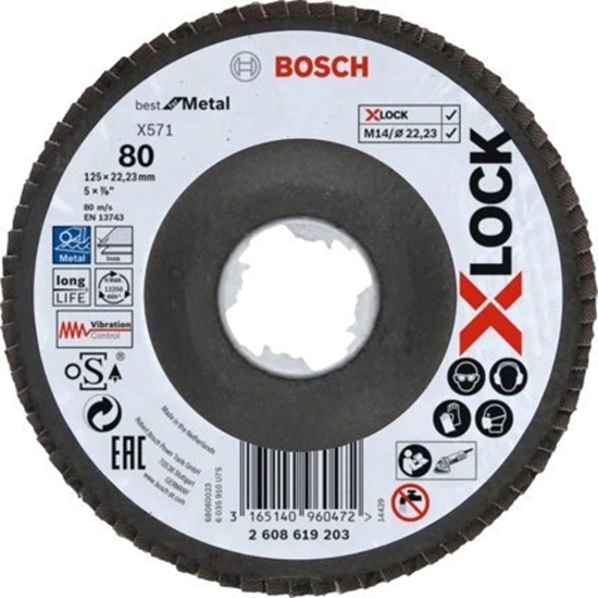 Изображение Bosch Bosch X-LOCK serrated lock washer X571 Best for Metal, 125mm, grinding wheel (O 125mm, K 80, angled version)