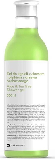 Изображение Botanica BOTANICAPHARMA_Tea Tree Aloe Shower Gel el do kpieli Aloes i Olejek z Drzewa Herbacianego 500ml