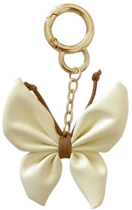 Picture of Brelok do kluczy skórzany MOTYL, KOKARDKA kremowy BRL367K
