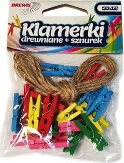 Изображение BREWIS Klamerki + sznurek kolorowe 20szt