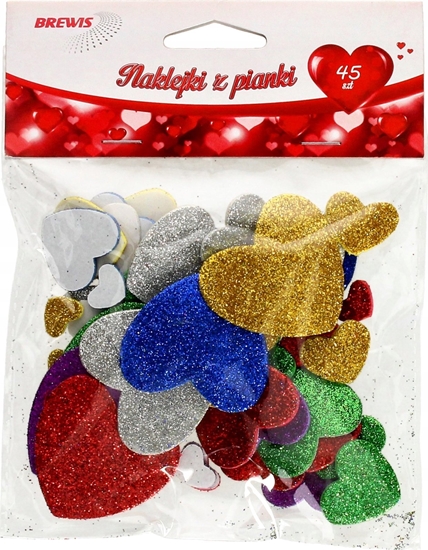 Изображение BREWIS Naklejki 3D serca 45szt