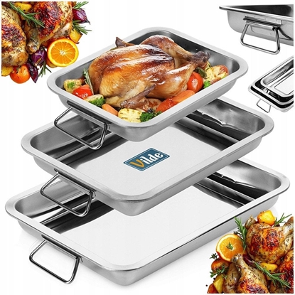 Attēls no Brytfanny Blachy do Pieczenia Stalowe Prostoktne z Uchwytami VILDE 3 szt.