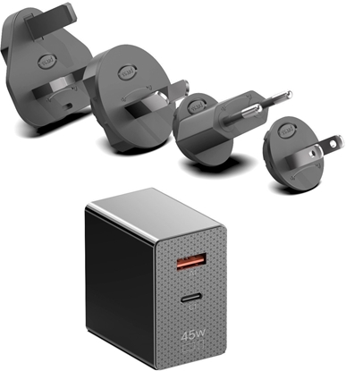 Изображение BTI Wallmount GaN 45W USB-C Adapter adapter zasilajcy/ inwentor Wewntrzna Czarny