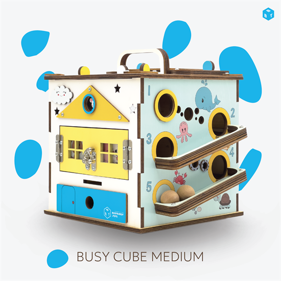 Изображение BusyBuddyToys - koka aktivitāšu kubs bērniem (3+)