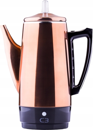Picture of C3 Basic Percolator 12 cup, Copper color, Stainless Steel, Electric coffee percolator, 1.8 L, Ground coffee, 875 W, Stainless steel