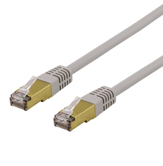 Picture of Cable DELTACO S/FTP Cat6a patch, Delta-certified, LSZH, 2m, gray / SFTP-62AH