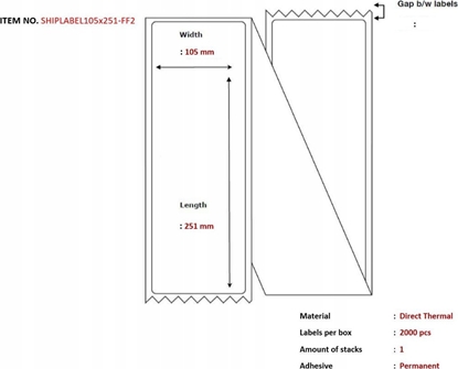 Изображение Capture Capture SHIPLABEL105X251-FF2 etykiet do nadruku