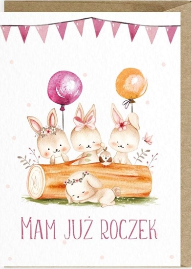 Picture of Cardie Kartka urodzinowa Roczek Zajczki K114