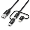 Picture of Choetech Choetech 3in1 MFI cable USB - USB Type C / micro USB / Lightning (charging 3A / data transmission 480 Mbps) 1.2m black (IP0030-BK)