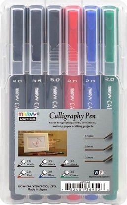 Изображение Cienkopisy kaligraficzne 3 gruboci 6 kolorów