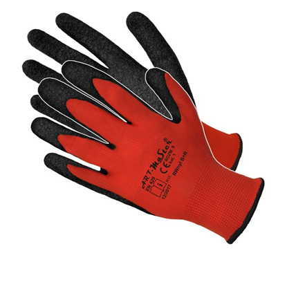 Изображение Cimdi poliester ar melnu lateksa pārkl.10.izm B+R