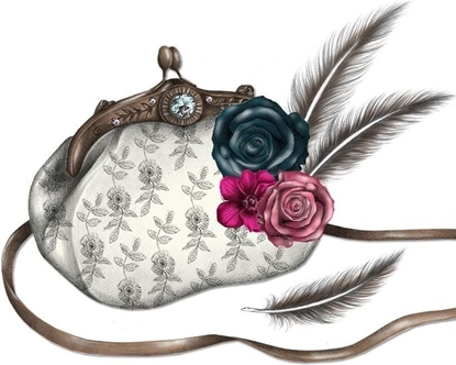 Picture of Clear Creation Karnet Swarovski - kwadrat. Torebka pióra