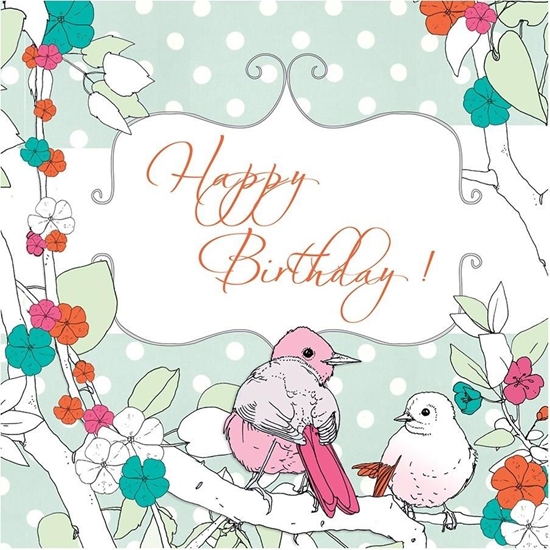 Picture of Clear Creation Karnet Swarovski kwadrat CL1502 Urodziny ptaszki