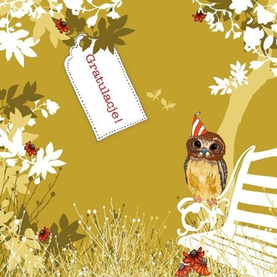 Picture of Clear Creation Karnet Swarovski kwadrat CL3410 Gratulacje! Sowa