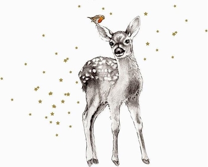 Picture of Clear Creations Karnet zocony kwadrat CL3901_BL Jelonek i ptaszek