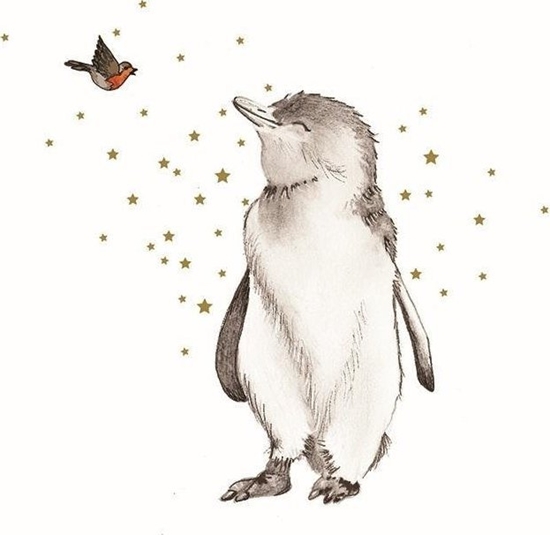 Picture of Clear Creations Karnet zocony kwadrat CL3903_BL Pingwin i ptaszek