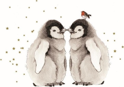 Attēls no Clear Creations Karnet zocony kwadrat CL3905_BL Pingwinki ptaszek