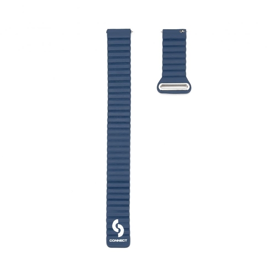 Picture of Connect 22mm Flat head Leather - Silicone Loop Magnetic Watch Strap (130mm M/L) Midnight Blue