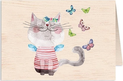 Attēls no Cozywood Karnet drewniany C6 + koperta Kot i motyle