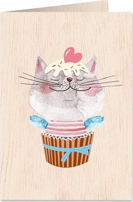 Attēls no Cozywood Karnet drewniany C6 + koperta Kot z sercem