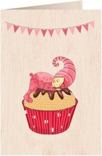 Picture of Cozywood Karnet drewniany C6 + koperta Narodziny dziewczyna