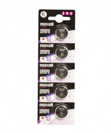 Picture of CR2032 baterijas 3V Maxell litija CR2032 iepakojumā 5 gb.