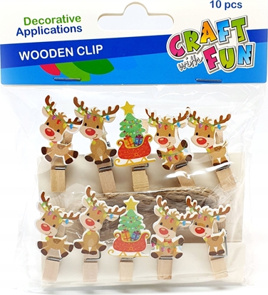 Attēls no Craft with Fun OZDOBA BN KLAMERKI RENIFER 10SZT CF PBH 12/240