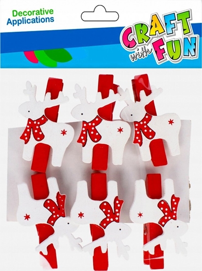 Picture of Craft with Fun OZDOBA BN KLAMERKI RENIFER 6SZT CF CZ PBH 12/144