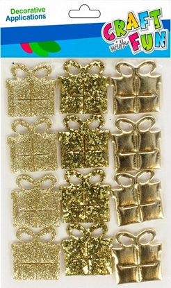 Attēls no Craft with Fun OZDOBA BN NAKLEJKI PREZENT ZL 12SZT CF 12/288