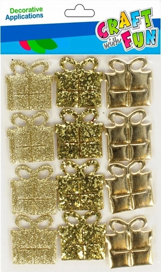 Picture of Craft with Fun OZDOBA BN NAKLEJKI PREZENT ZL 12SZT CF 12/288