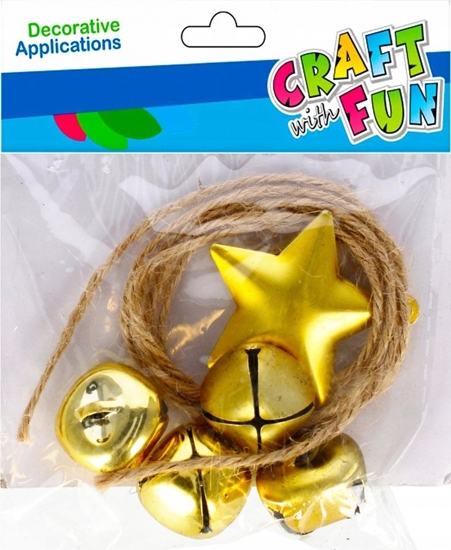 Picture of Craft with Fun OZDOBA DEK MET DZWONEK GWIAZ 5SZT CF ZLOT12/144
