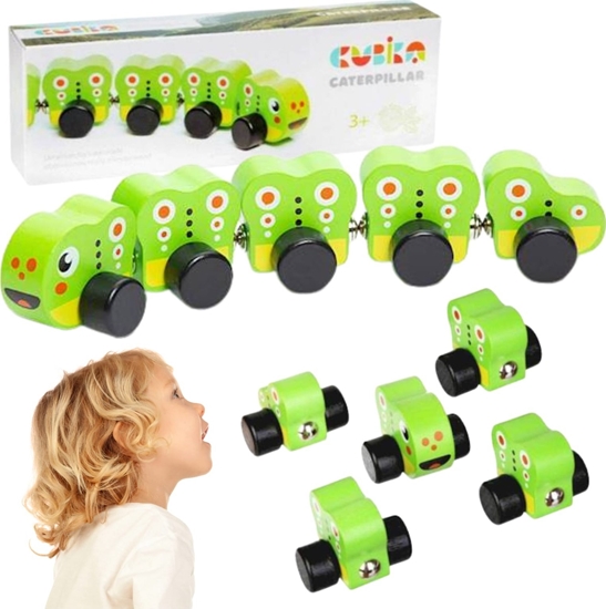 Picture of Cubika DREWNIANA GSIENICA Z MAGNESAMI ZESTAW PI ELEMENTÓW ZABAWKA EDUKACYJNA