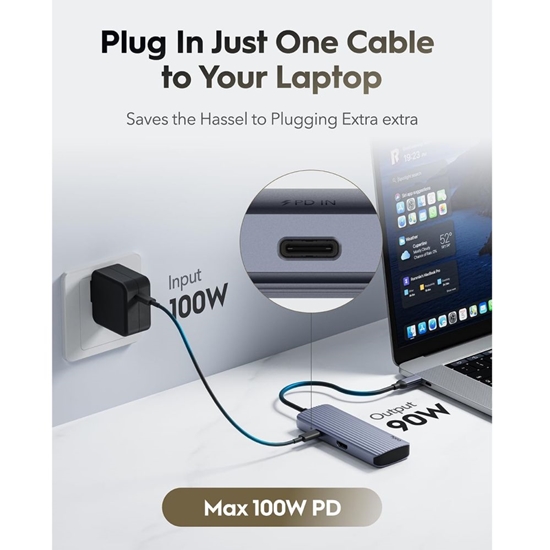 Picture of Cudy UH500 PortMate USB-C 6-in-1 Hub 4K 30Hz HDMI USB-C PD 4x USB-A 3.0 Aluminum Grey