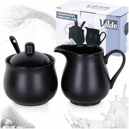 Attēls no Cukierniczka i mlecznik porcelanowe czarne 3el.