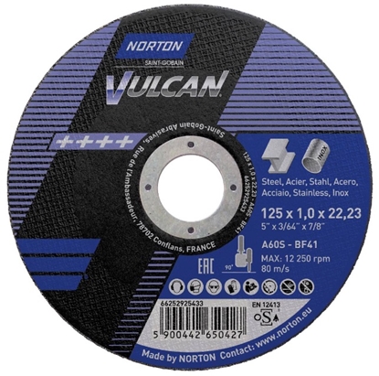 Picture of Abrazīvais griešanas disks Norton Vulcan; 125x1,0x22,23 mm; A 60 S-BF41