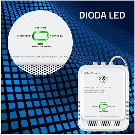 Изображение Czujnik wycieku gazu i tlenku węgla | alarm 85dB | LED 